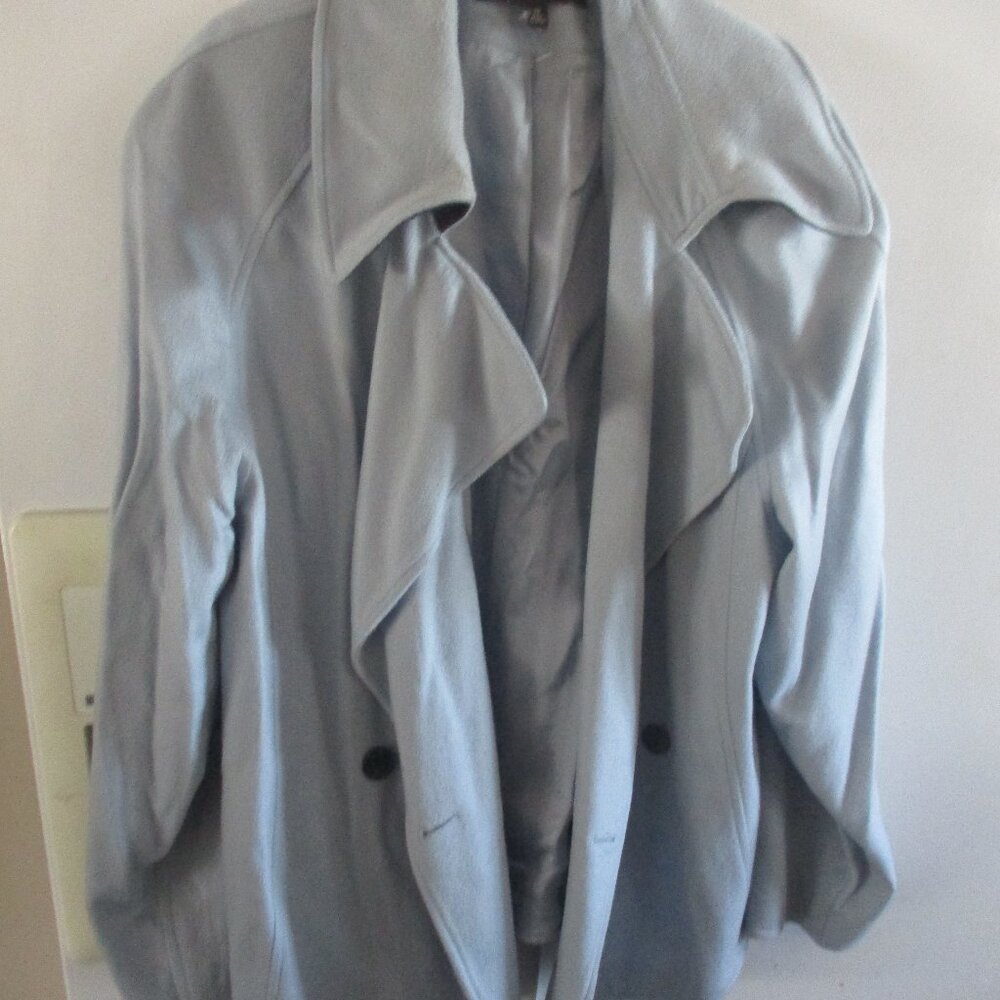 Anne Klein rare 100% Cashmere Blazer frost blue lined 14 l xl
